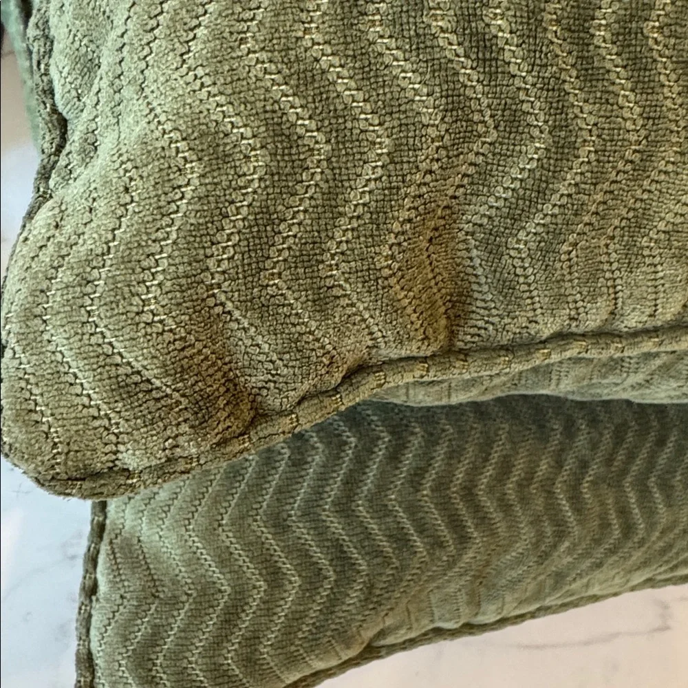 Set 2 Dark Green 18” Throw Pillows Chenille Patterned Holiday Christmas